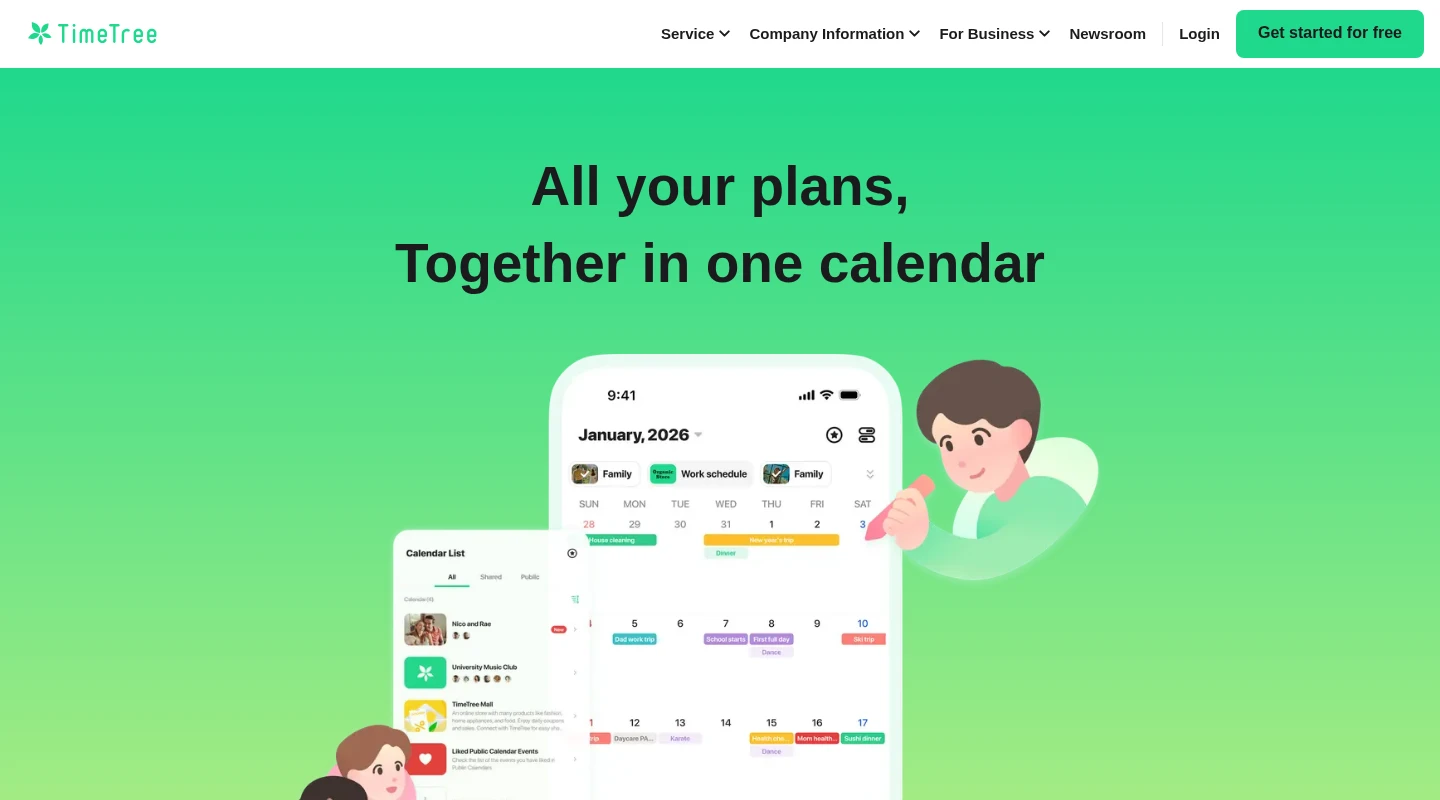 TimeTree website home page