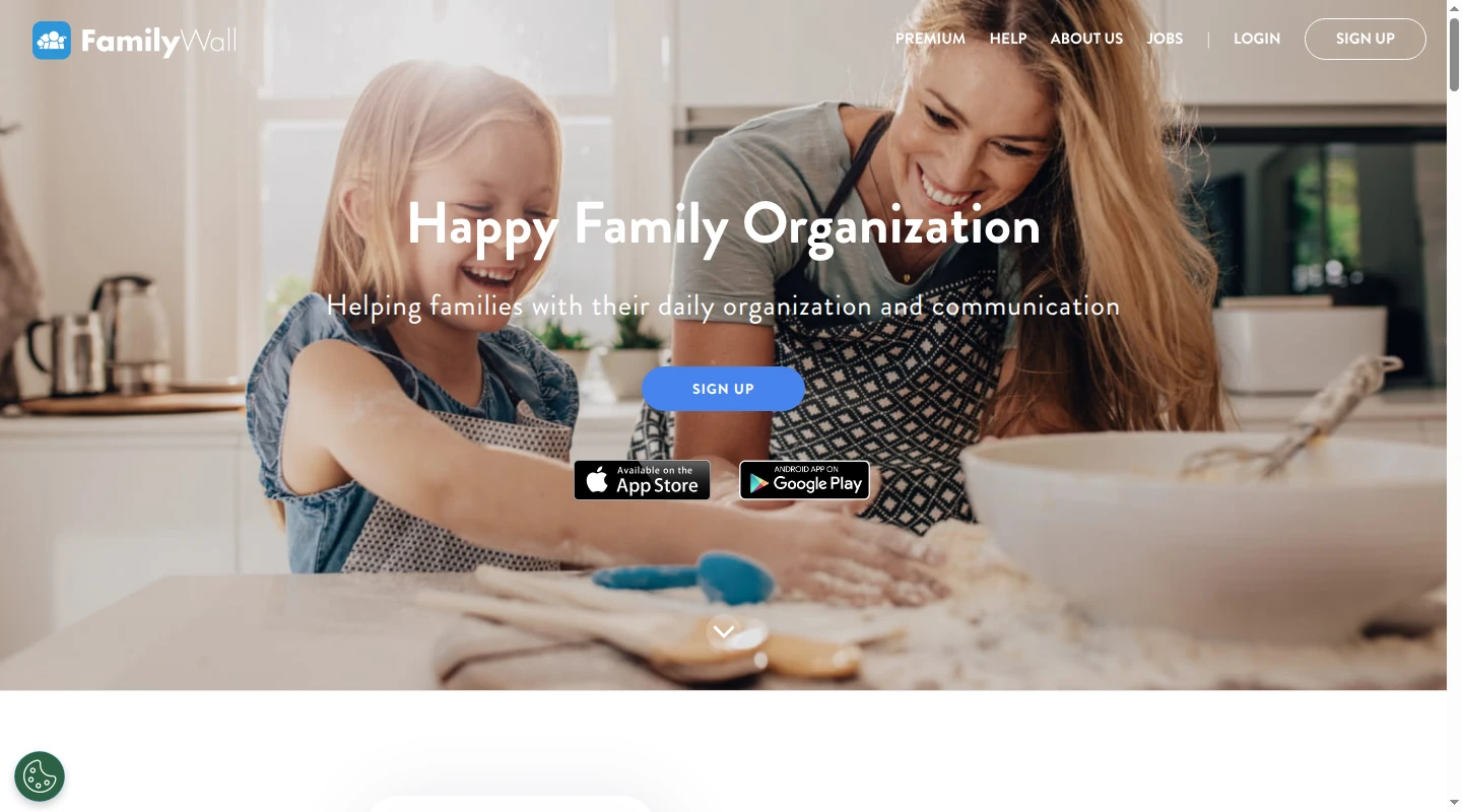 FamilyWall homepage showing its shared family organizer